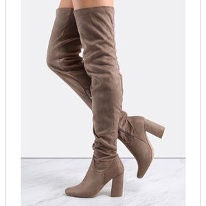 Suede thigh high boots